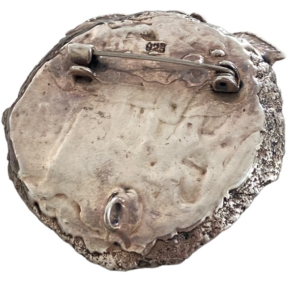 Artist made aqua blue pendant and brooch Sterling silver agate slab rose - Picture 9 of 11